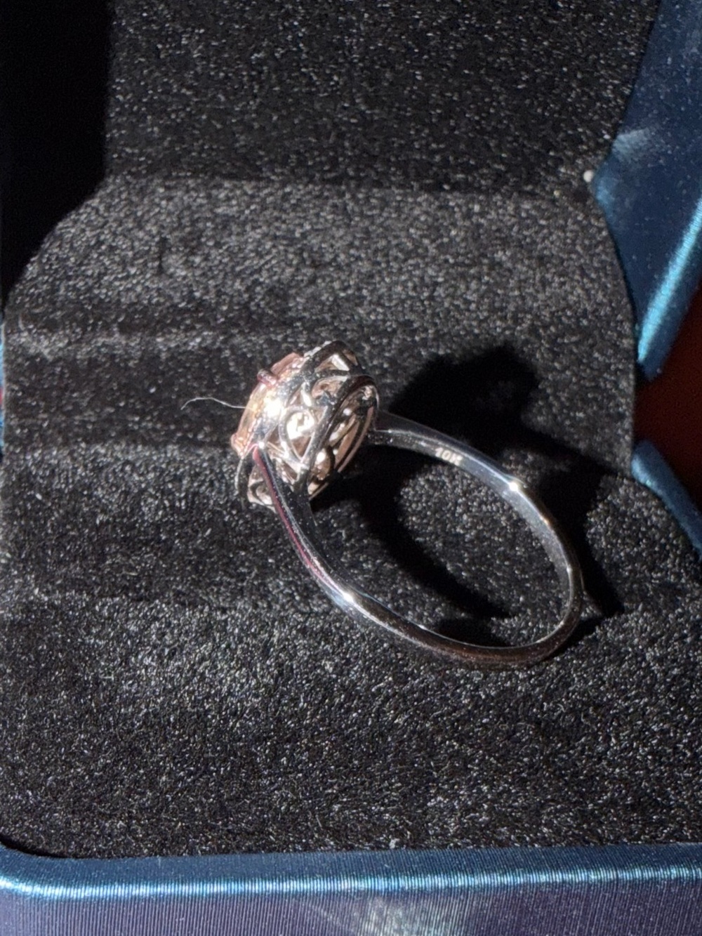 Beautiful Natural Morganite and Diamond Halo Ring 10k White Gold - Picture 3 of 8